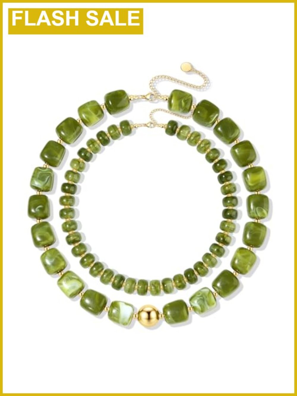 Chunky Acrylic Beaded Necklace Set 2pc Boho Beach Choker for Women
